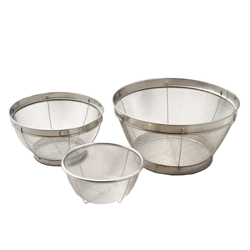 Korin TK-401-04-C Colander Set, 3-Piece Stainless Steel, Dishwasher Safe, Sizes 6"W, 7-1/2"W, 9-3/5"W
