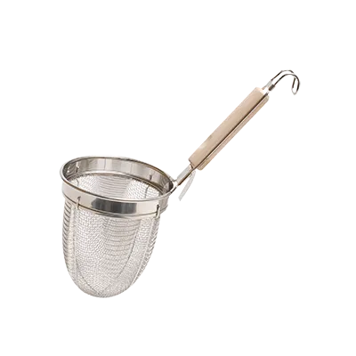 Korin TK-403-01 Udon Tebo Noodle Strainer, 5-1/2" dia. x 14"L, Stainless Steel with Wood Handle