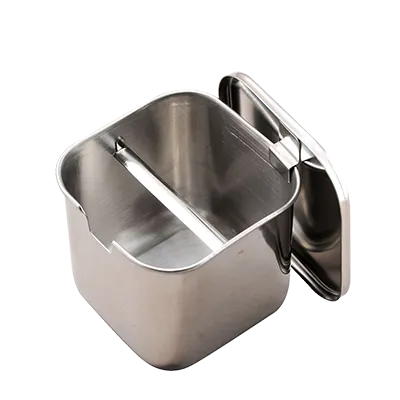 Korin TK-501-02 Stainless Steel Sauce Pot, 17.5 oz., 4"L x 4"W x 3-1/2"H, Square, Hinged Lid
