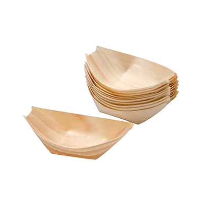 Korin TK-600-09 - Pine Boat Platter, 9½" L x 2½" H, Natural Wood, Biodegradable, 1/Pack