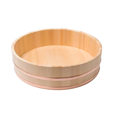 Korin TK-602-01-45 - 18" Cypress Wood Bowl, 11-Cup Rice Mixing Tub, 45 cm Dia x 4-1/2" H, Copper Rings