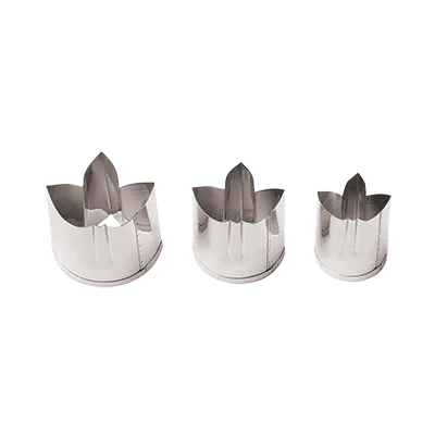 Korin TK-611-SASA 3-Piece Bamboo Leaf Vegetable Cutter Set, Stainless Steel, Sizes 1.5"-1.75"