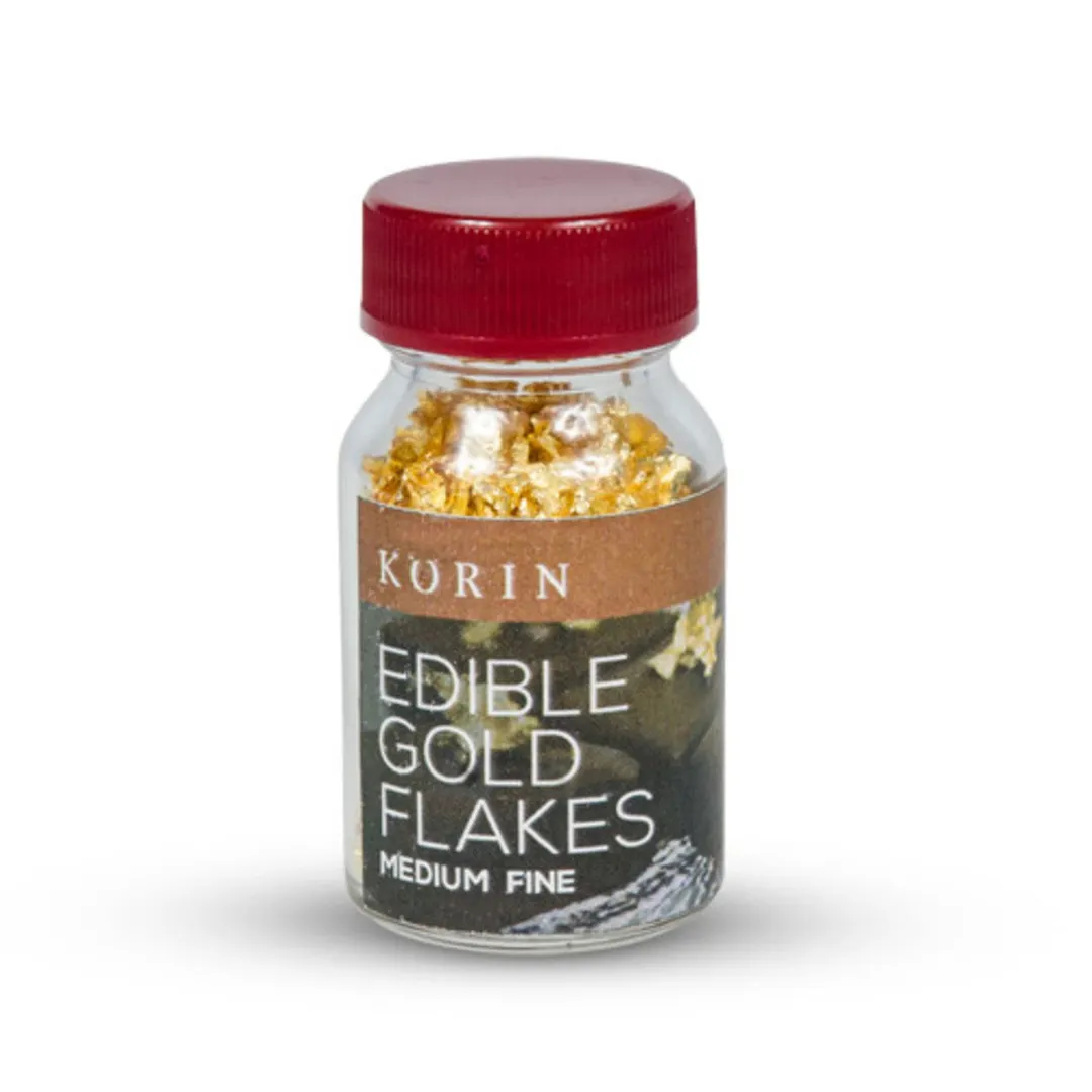Korin TK-627-15 Edible Gold Flakes, 0.4g, Medium Fine 5mm Decorating Flakes