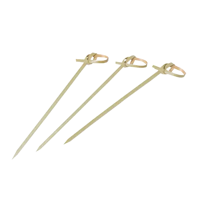 Korin TK-633-04-10 - Bamboo Food Skewers 3" Length, Knotted Top, Noshi Gushi Style - 1/Pack