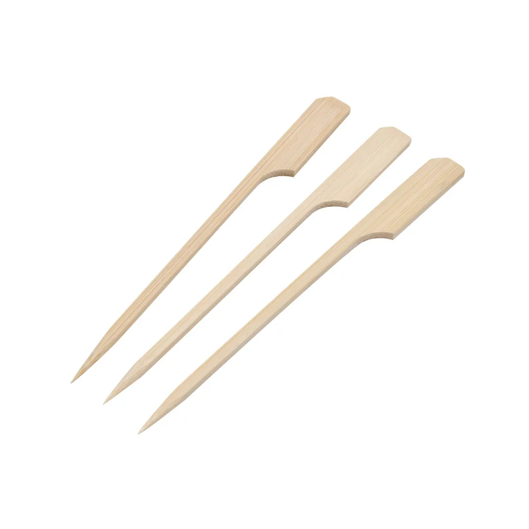 Korin TK-633-11-18 - 7" Bamboo Skewer, Flag-Shaped Top, Natural Finish, Teppo Gushi - 1/Pack