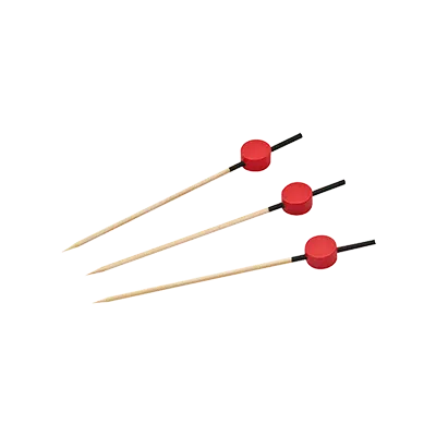 Korin TK-633-CTK09 Bamboo Skewer, 3" Length, Black Top with Red Ball, 3-1/2" Total - 1/Pack