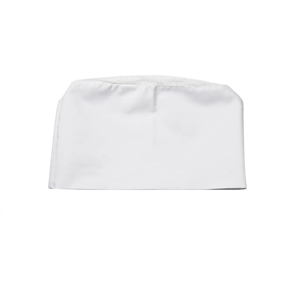 Korin UC-003-L Chef Hat – 23-3/5" Large White Beanie, Poly/Cotton Blend, Top Mesh Construction