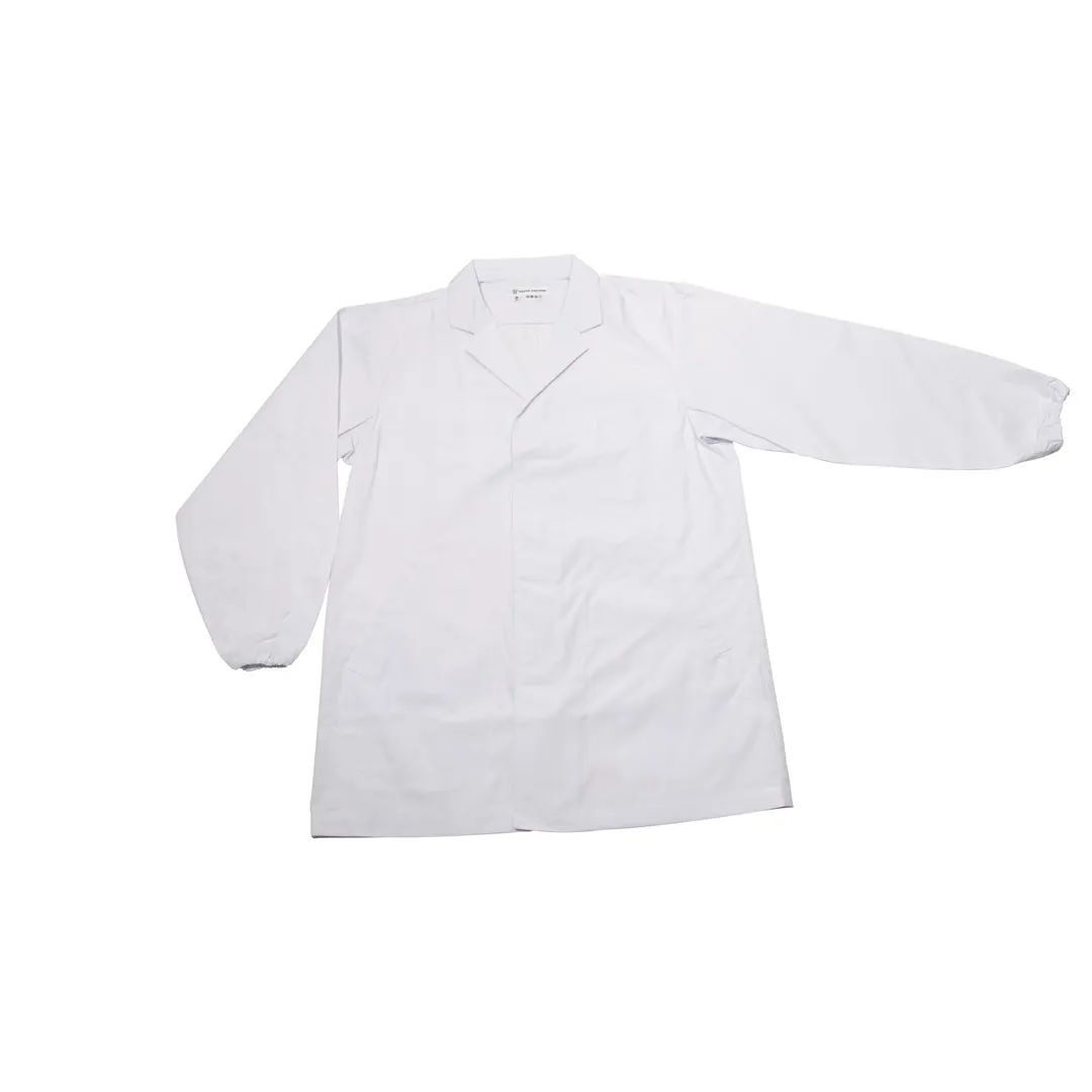 Korin UC-202-M Chef Coat - Medium White, 65/35 Poly/Cotton, Long Sleeve, 18-1/10"/42-1/2"/29-1/10" Length