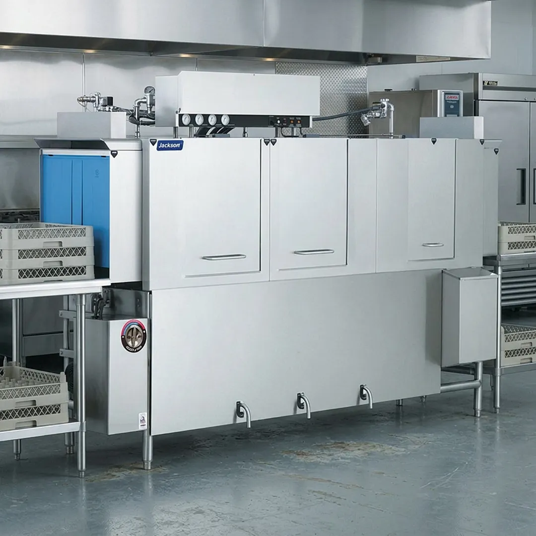 Jackson WWS AJ-100CE 100" Conveyor Dishwasher, 287 Racks/Hr - 222 Gal/Hr - High Temp without Booster