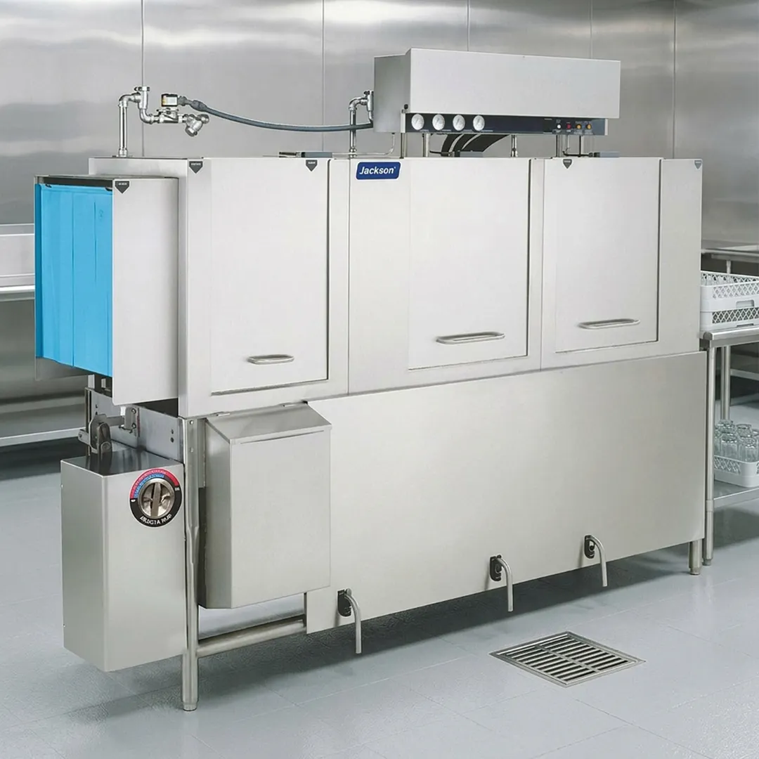 Jackson WWS AJ-86CE 86" Conveyor Dishwasher, 287 Racks/Hr - 222 Gal/Hr - High Temp without Booster