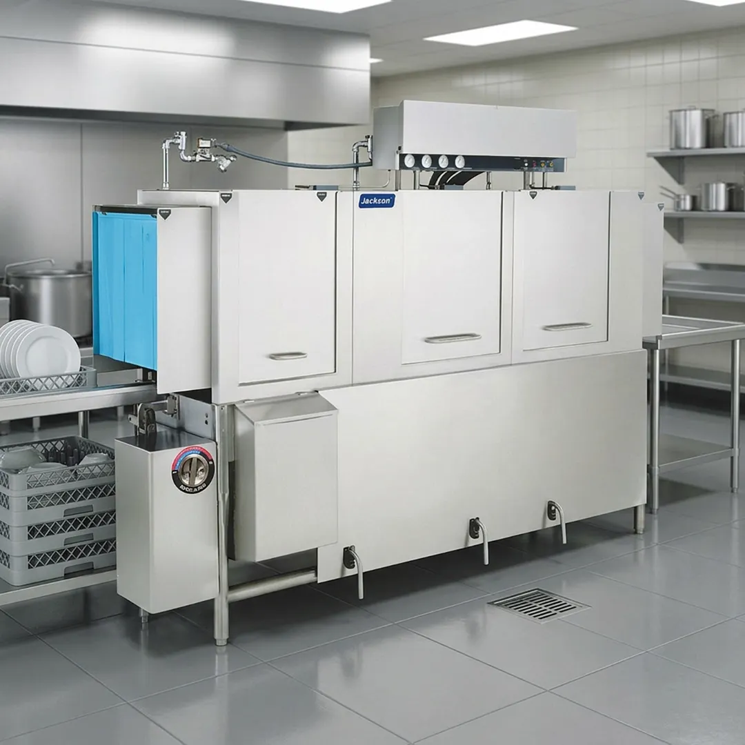 Jackson WWS AJ-86CS 86" Conveyor Dishwasher, 287 Racks/Hr - High Temp Steam Tank without Booster