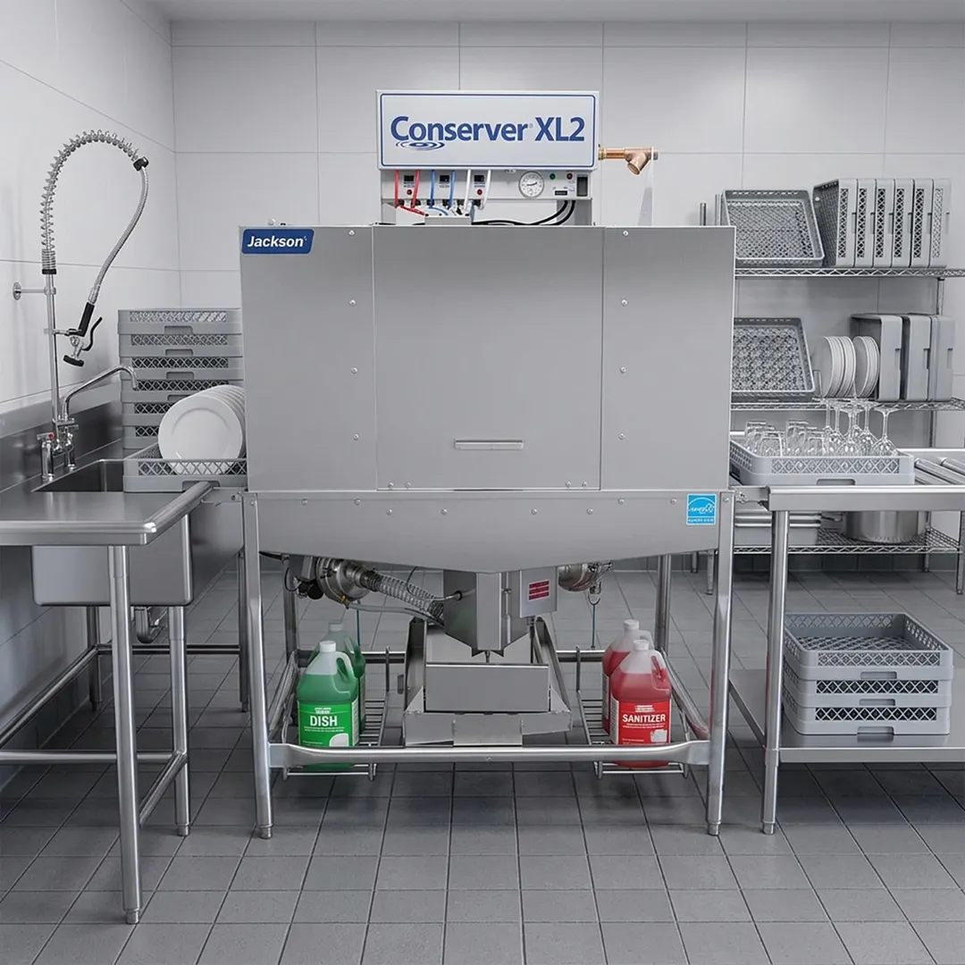 Jackson WWS CONSERVER XL2C 48" Corner Door Type Dishwasher - Double Rack, 45 Racks/Hr - Low Temp
