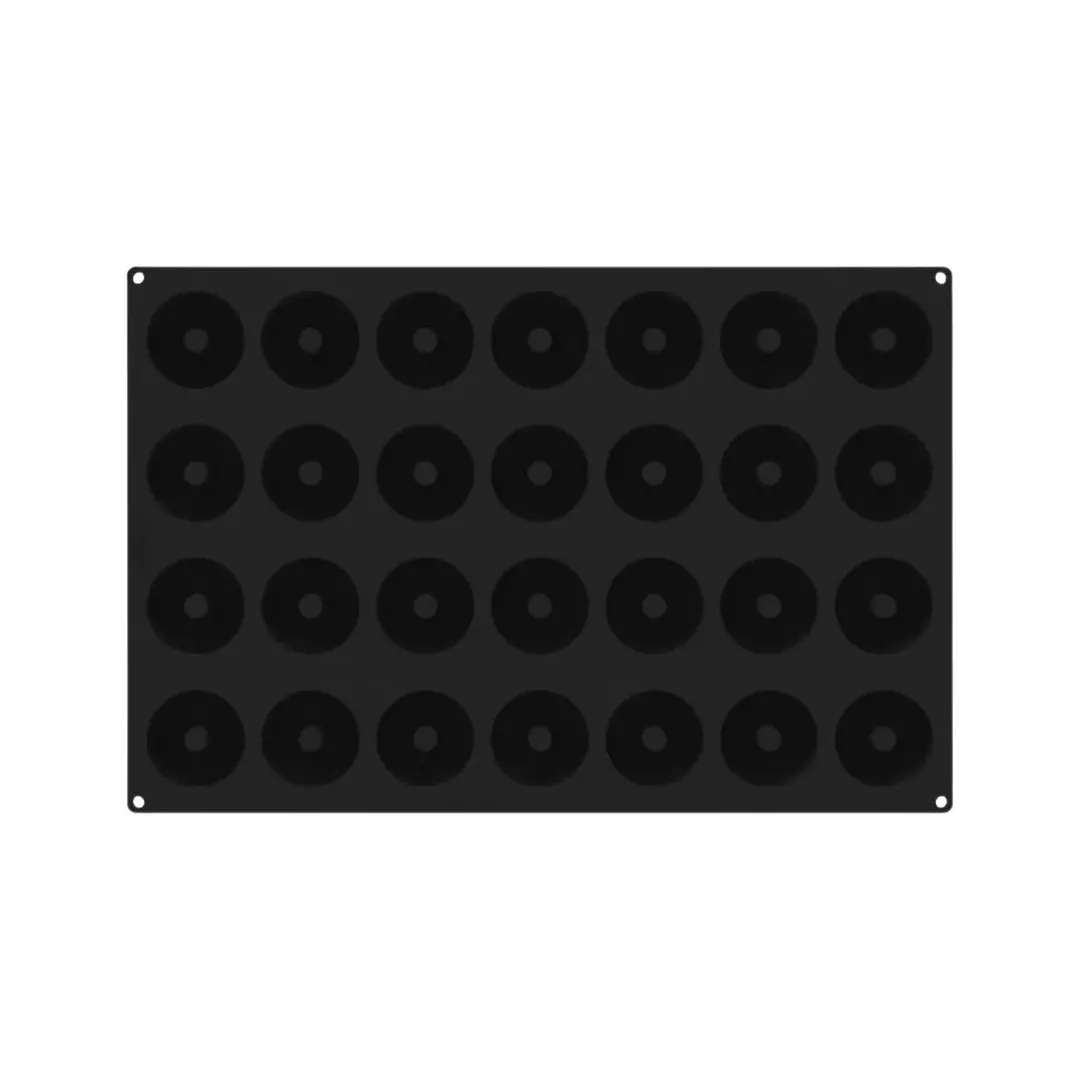 Louis Tellier SQ094 Mid Donuts Mold, 3.38 Oz, 2.75" Dia. x 1.26" H Silicone, Uncoated