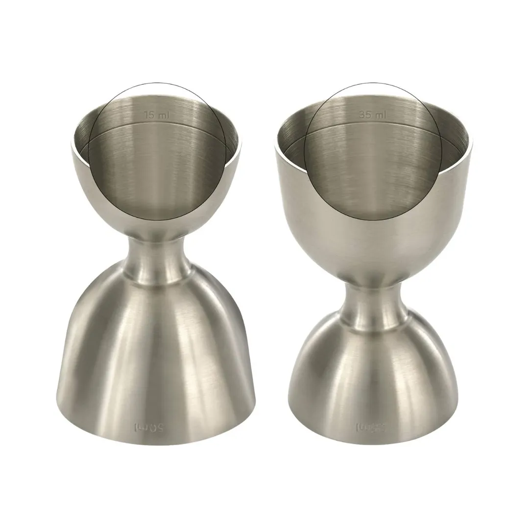 Mercer M37098 Barfly Rim Jigger 25 ml (0.67 oz) / 50 ml (1.69 oz) Large, 18/8 Stainless Steel