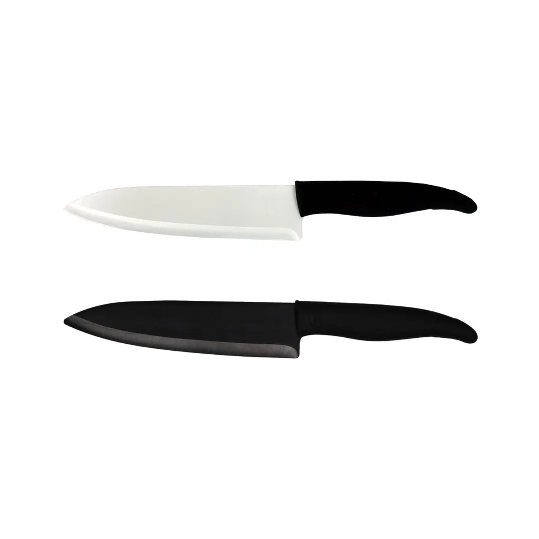 Town 47507B Chef Knife - 7" Ceramic Blade, Black Handle, Professional Kitchen Cutlery