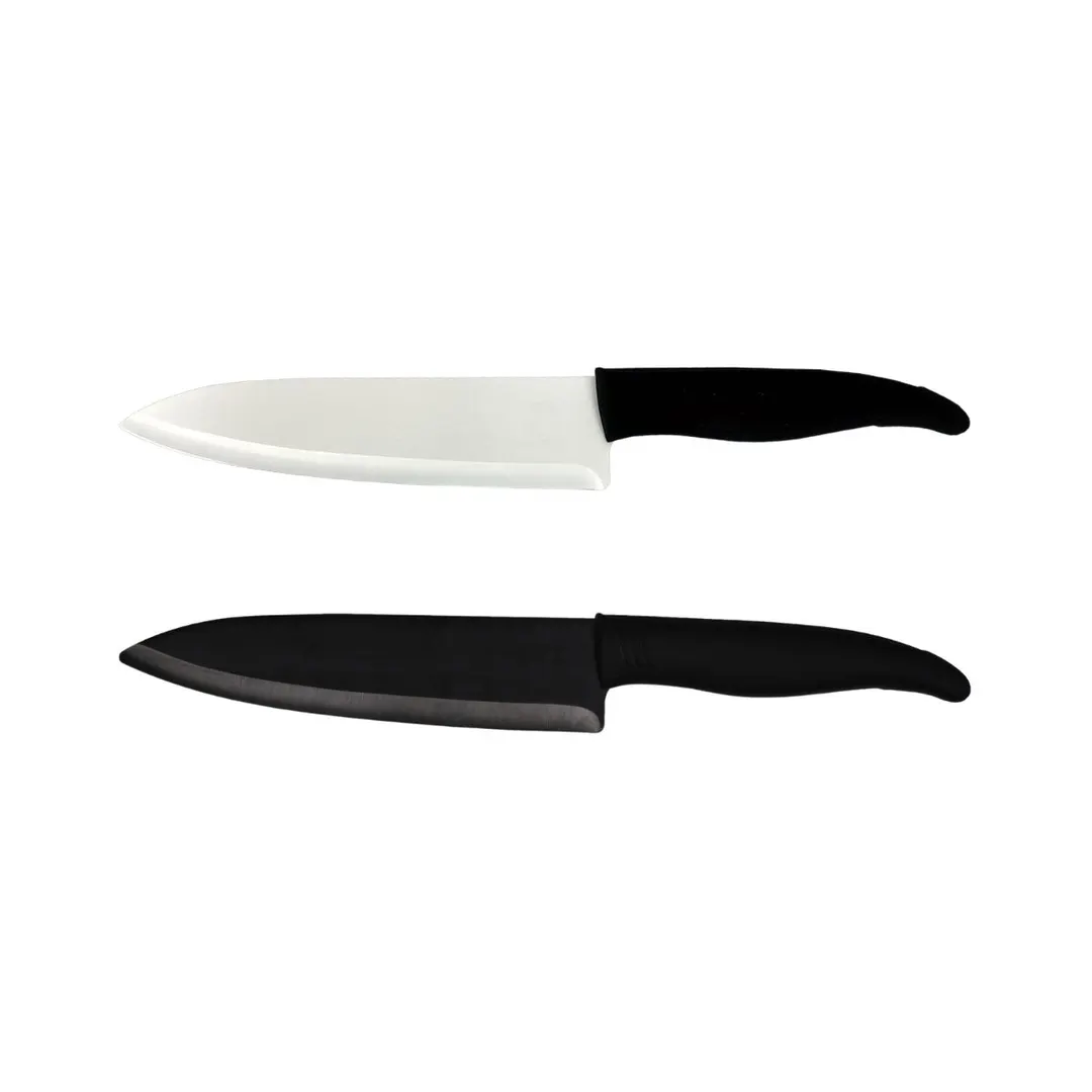 Town 47507W Chef Knife - 7" Ceramic Blade, White Handle, Precision Cutting Kitchen Cutlery