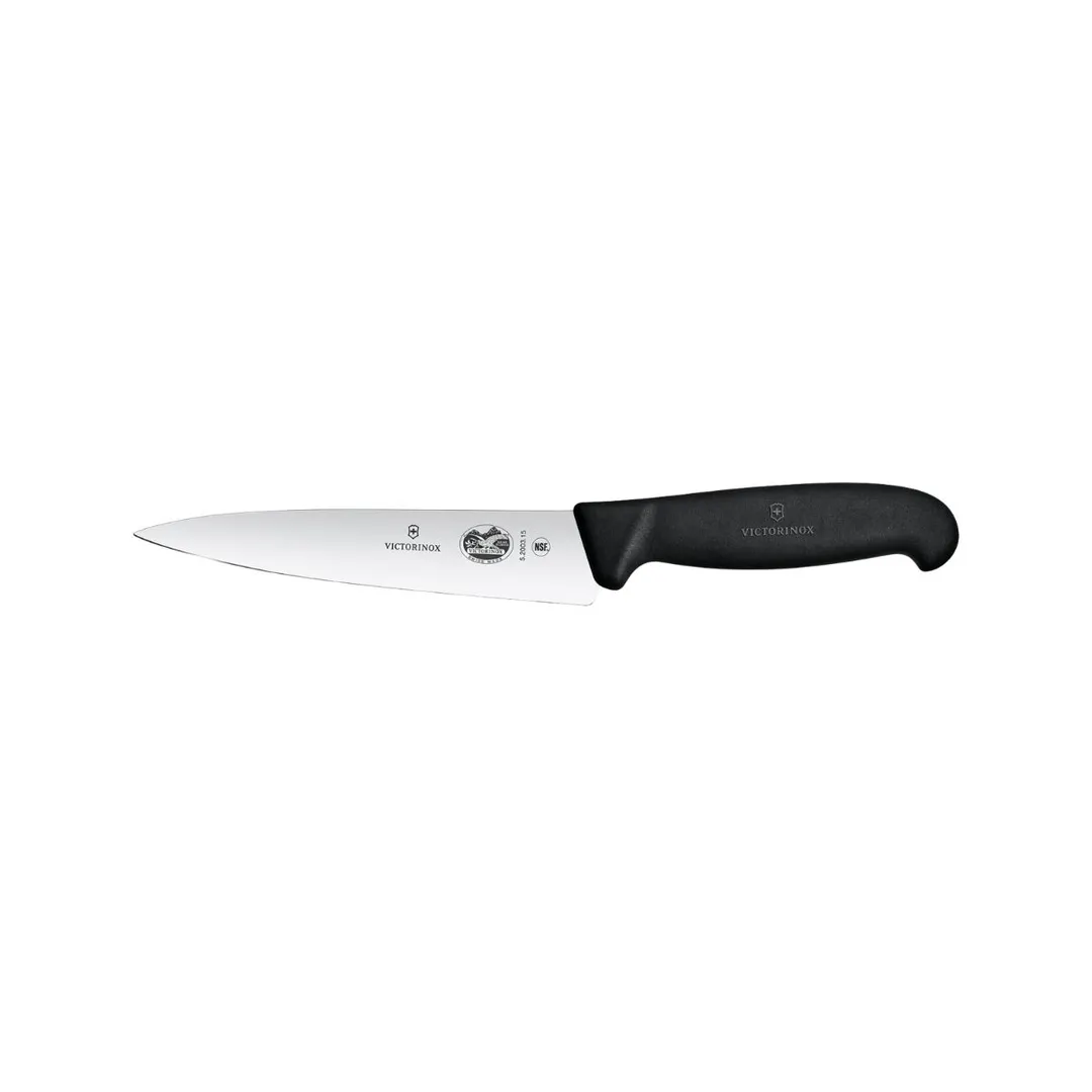 Victorinox 5.2003.15B Chef Knife – 6" Stamped Blade, Black Fibrox Plastic Handle, 4"-6", Cutlery