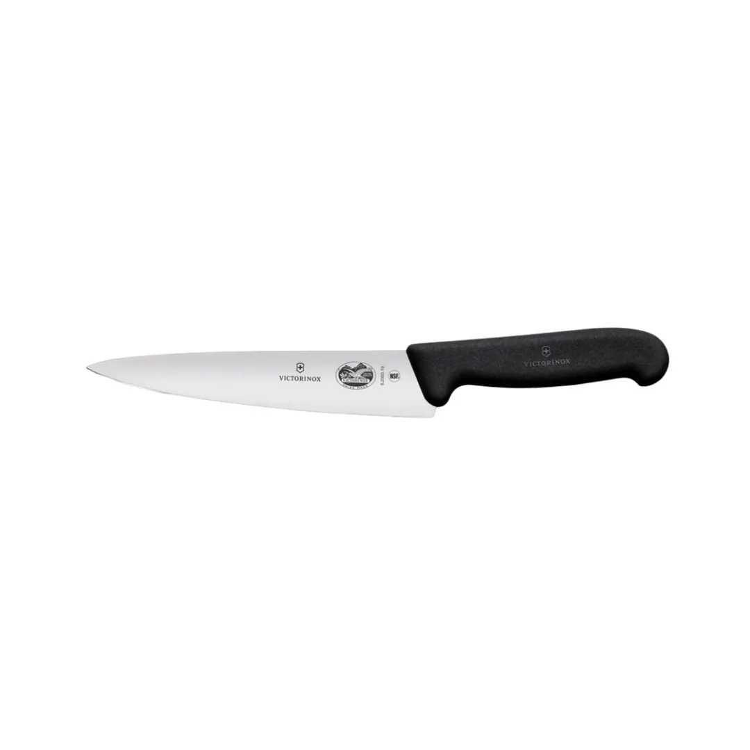 Victorinox 5.2003.19B Chef Knife – 7.5" Stamped Blade, Black Fibrox Pro Plastic Handle, Cutlery