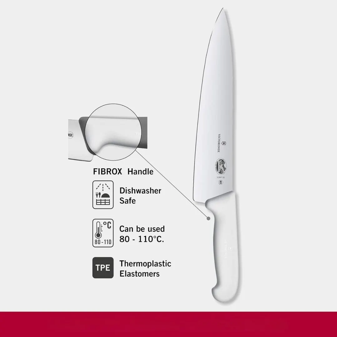 Victorinox 5.2007.25 Chef Knife – 10" Blade, 2-1/4" White Fibrox Pro Slip‑Resistant Handle, NSF