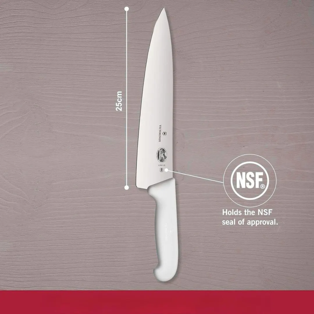 Victorinox 5.2007.25 Chef Knife – 10" Blade, 2-1/4" White Fibrox Pro Slip‑Resistant Handle, NSF