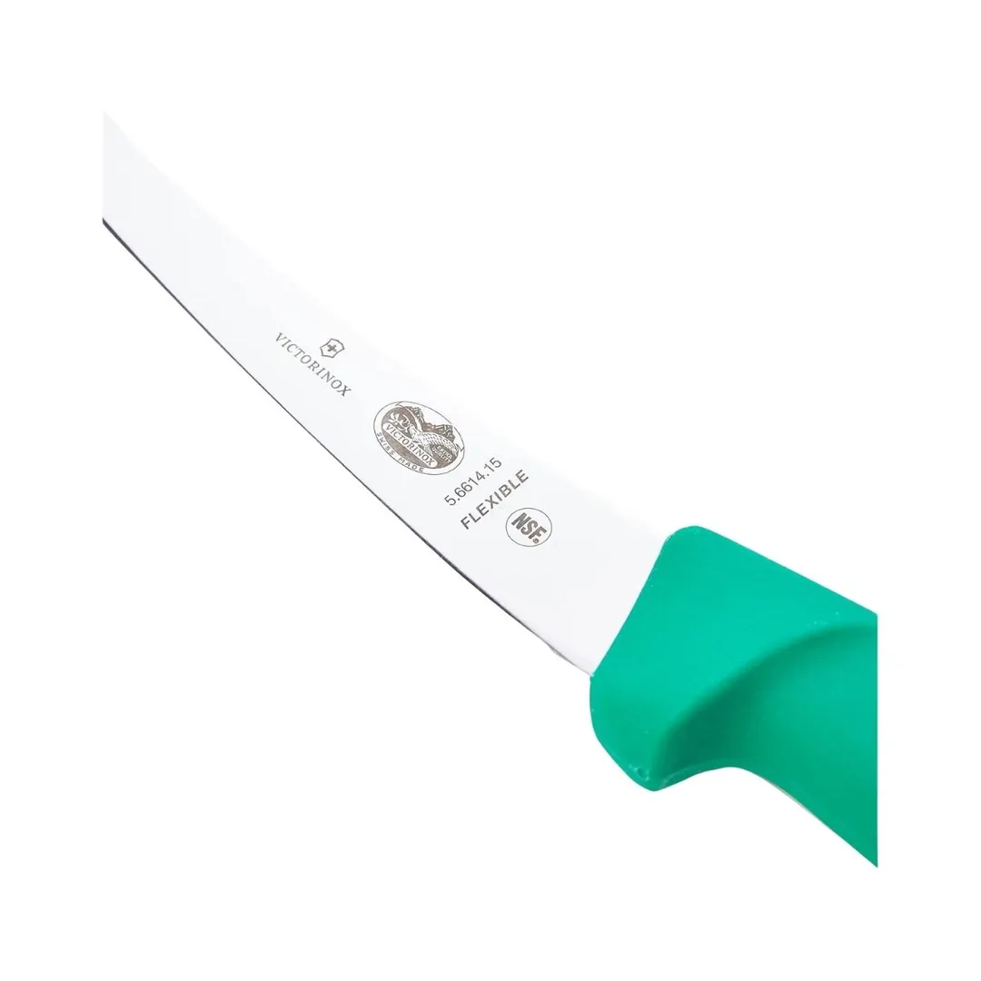 Victorinox 5.6614.15 Boning Knife – 6" Flexible Steel Blade, Green Fibrox Pro Handle, Stamped