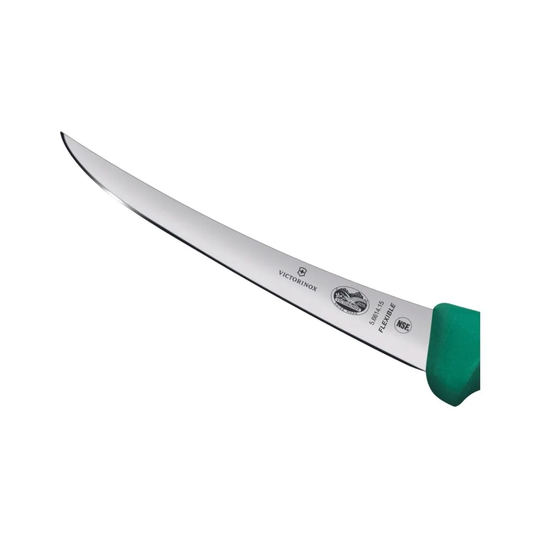 Victorinox 5.6614.15 Boning Knife – 6" Flexible Steel Blade, Green Fibrox Pro Handle, Stamped