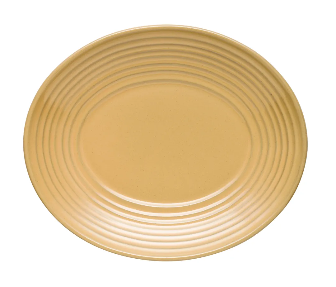 Libbey 109751 China Platter - Oval Tan Ceramic, 12"-1/8 x 10"-1/8 x 1"-1/2, Canyonlands - 12/Case