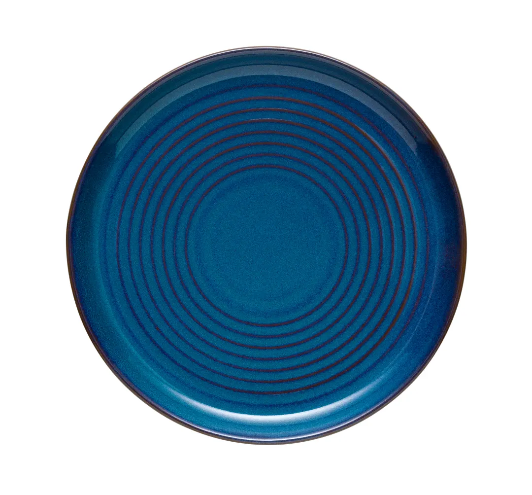 Libbey 109765 - 8" Round Stacking China Plate, Terracotta Blue, Ceramic, 8" Dia x 3/4" H - 12/Case