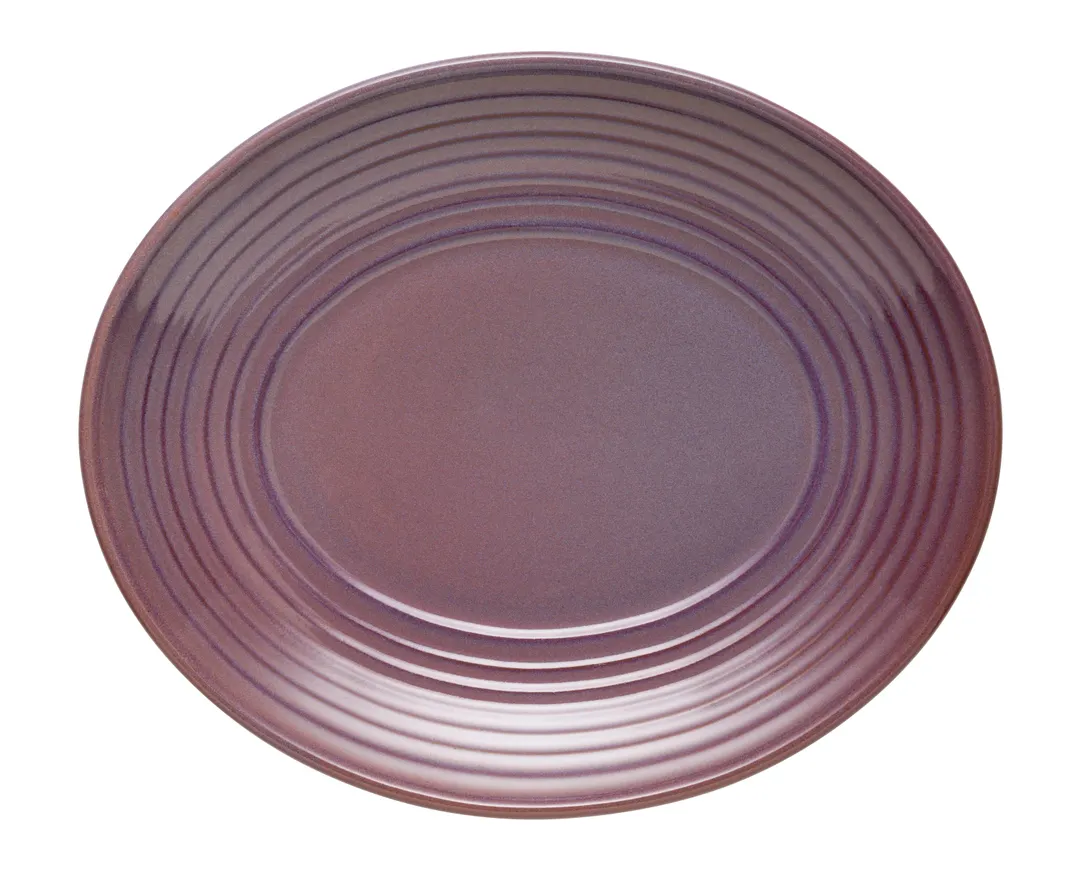 Libbey 109771 Oval Mauve China Platter, 12" x 10" x 1.5" Ceramic, Canyonlands Design - 12/Case