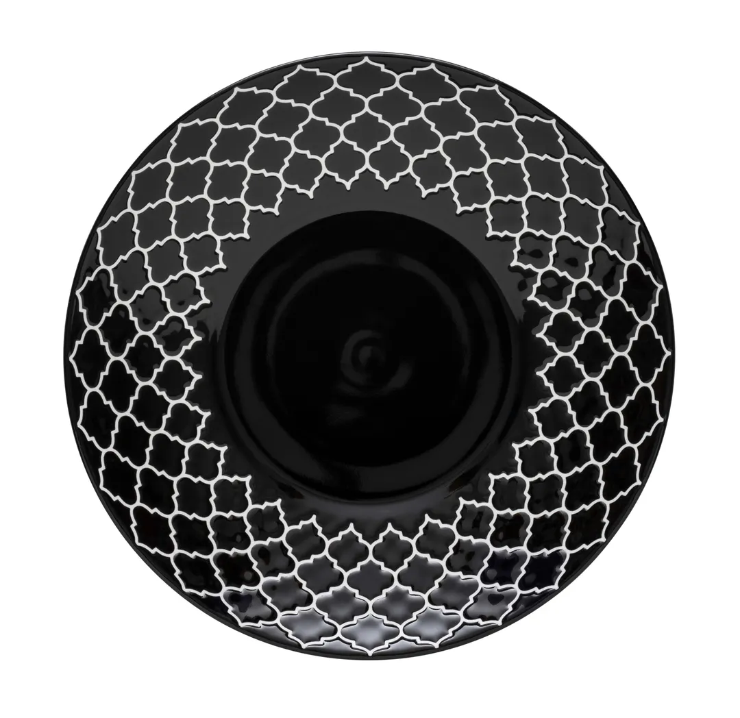 Libbey 109979 - 8-7/8" Deep Coupe Plate, Round, Black Combo, 1-1/2" Well, China - 12/Case
