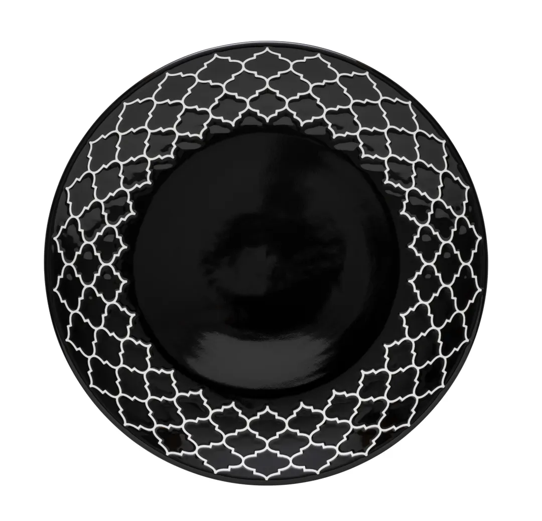 Libbey 109983 - 10" Round Black China Plate, Samira Style, 10" Diameter, China Material - 12/Case