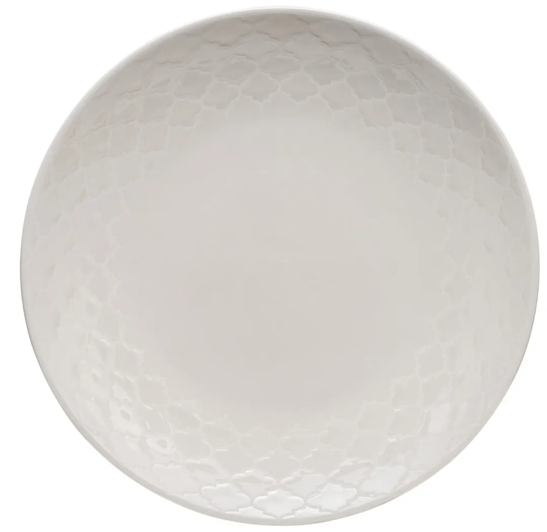Libbey 110016 - 11-1/8" Round China Plate, White Samira Design, Premium China Material - 12/Case