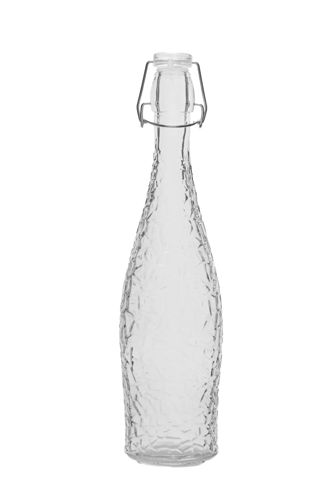Libbey 110237 Glacier Bottle - Clamp Top Lip Glass Milk Bottle, 12"-15/16" H x 1"-1/8" T, 3" 6/Case
