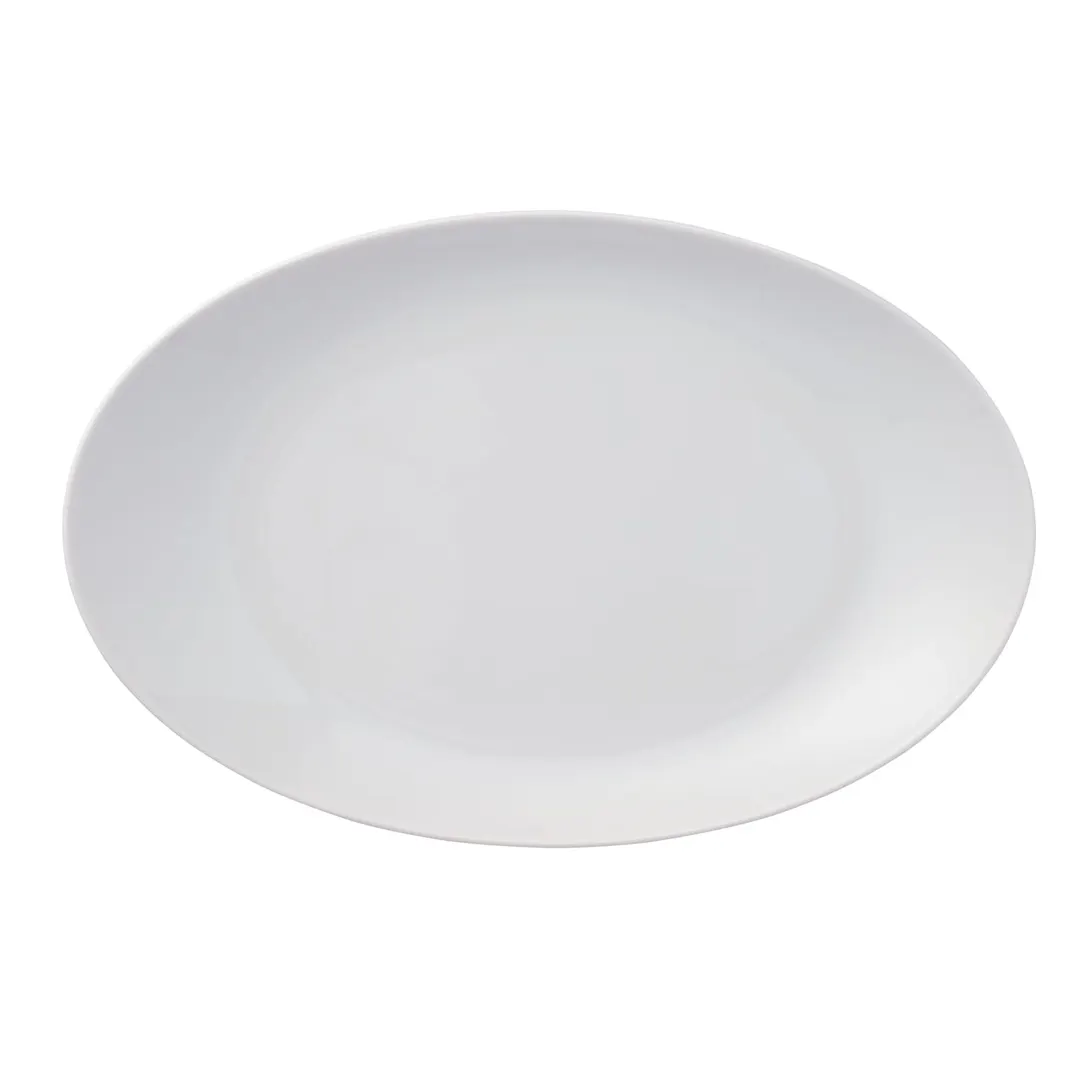 Reserve by Libbey 113336 - Oval Porcelain Platter, 8.6" W x 5.5" D x 1.5" H, White, Rim, 12/Case