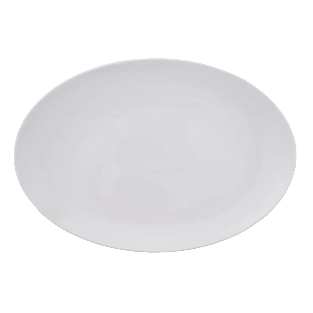 Reserve by Libbey 113337 - Porcelain Platter, 12.5" W x 8.3" D x 1.5" H, White Coupe Rim, 6/Case