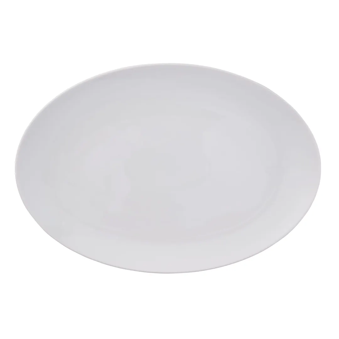 Reserve by Libbey 113338 - Oval Porcelain Platter, 12.75" W x 8.75" D x 1" H, White Coupe Rim, - 6/Case