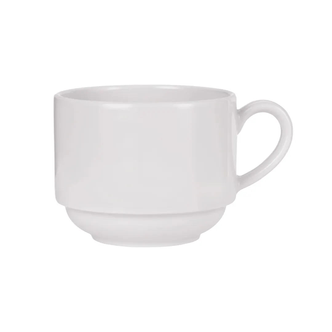 Reserve by Libbey 113603 Parisian White Porcelain Cup, 8.5 oz (3.3" x 2.7"), Stackable - 12/Case