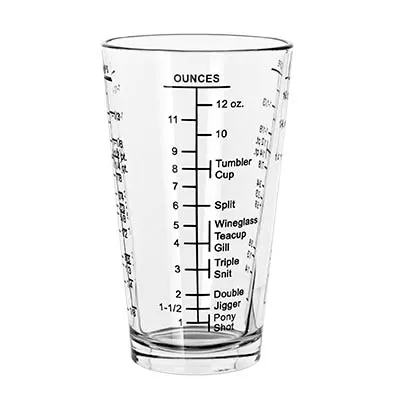 Libbey 1639/1918M - 16 oz DuraTuff® Glass, 5"-7-8" H x 3"-1/2" T, Fits Shakers, 8/Case
