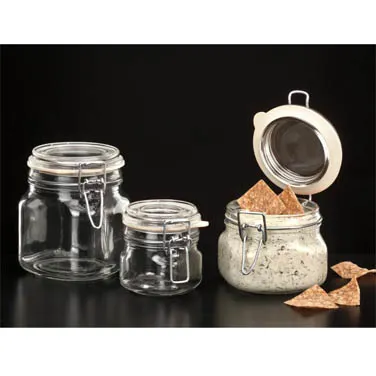Libbey 17208836 Garden Glass Storage Jar, 17 oz Capacity, Large Opening, Clamp‑Down Lid with Removable- 6/Case