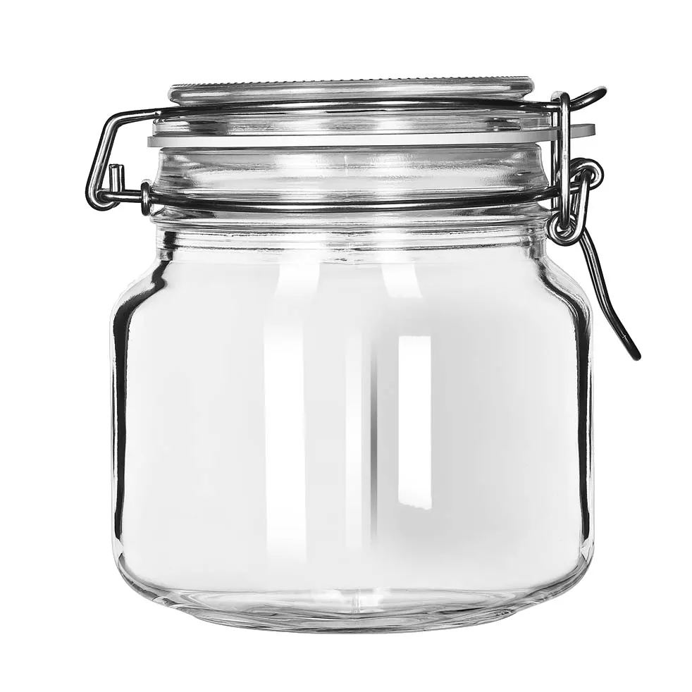 Libbey 17209925 Glass Jar, 25.25 oz (5‑1⁄8" H×D), Opening, Lid with BPA‑Free Rubber Seal - 6/Case