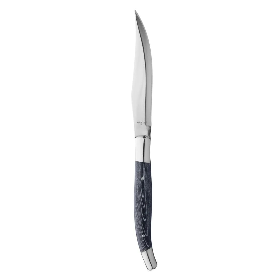 Libbey 200 1892 Steak Knife - 9.25" x 4.13" Blade, Tang, Black Wood Handle, Steel, 12/Case