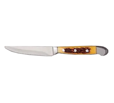Libbey 201 2522 Steak Knife, 9", Full Tang, Yellow Pom Handle, Stamped, Plastic/Poly Handle - 12/Case