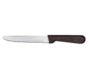 Libbey 201 2702 Steak Knife, 8-3/4" Round Tip, Black Plastic Handle, Stamped Style - 12/Case