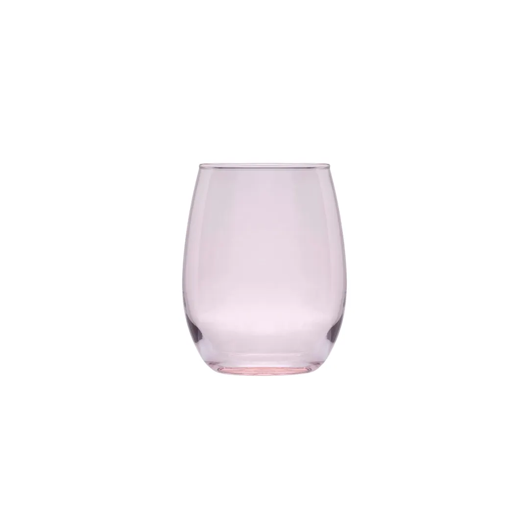 Libbey 213/AG8N1P Stemless Wine Glass, 15 oz (4 3/8" H x 2 3/4" T), Blush Glass, All‑Purpose, - 12/Case