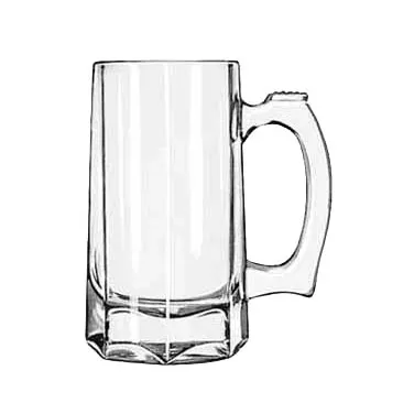 Libbey 5206 Beer Mug – 12 oz Clear Glass, Stemless, Non‑Tempered, Handle - 12/Case
