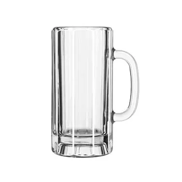 Libbey 5327 Beer Mug - 22‑Oz Paneled Stemless Glass, 7‑3/8" H x 3‑1/2" W, Non‑Tempered, 12/Case