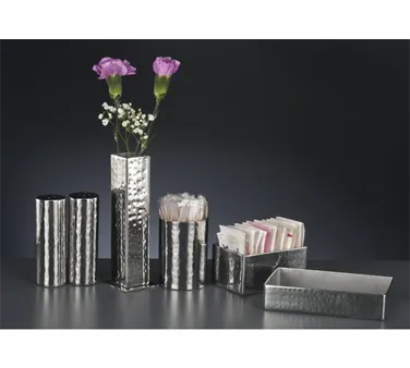 Libbey 6703 - Stainless Steel Pepper Shaker 1¼" Dia x 3½" H Hammered Finish Single Gauge - 6/Case