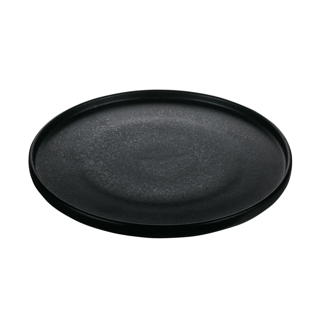 Playground 701122791021090 Round Plate, 10.625" Stoneware, Black, Microwave/Dishwasher Safe - 6/Case