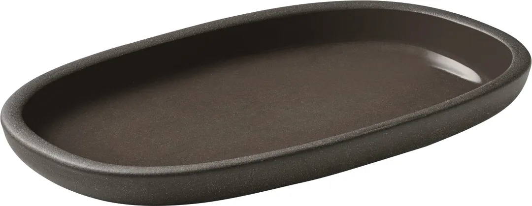 Playground 701201991000761 Oval Platter 7½" Dia x 6⅜" H Coupe Rim Taupe Ceramic - 6/Case