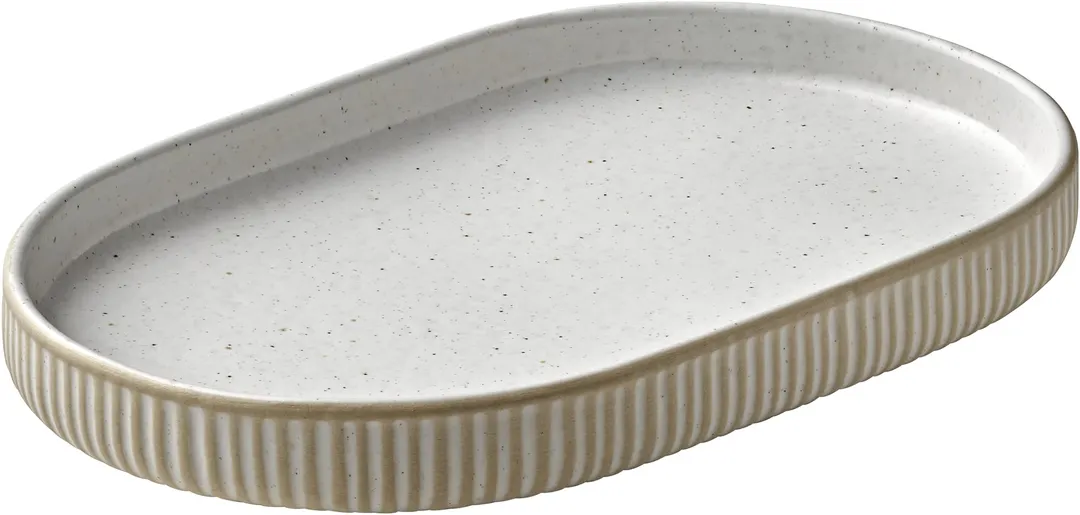 Playground 701206891000582 Oval China Platter, 7-1/8" x 4-3/8" x 3/4", White Ceramic, Safe - 6/Case